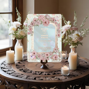 Con Relieve Metalizado Invitación de papel de estaño para boda de peonía 