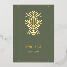 Con Relieve Metalizado Invitación de papel de estaño para boda del Árbol 