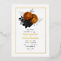 Invitación de papel de estaño para boda floral gru