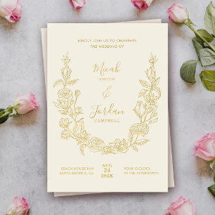 Con Relieve Metalizado Invitación de papel de estaño para boda moderna co