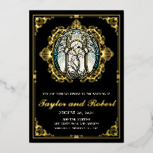 Invitación de papel de estaño para boda vintage Ar