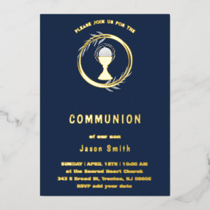 Con Relieve Metalizado Invitación de papel de estaño para Primera Comunió