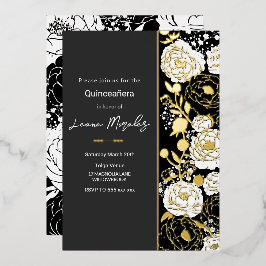 Con Relieve Metalizado Invitación de Papel de Estaño para Quinceañera Neg
