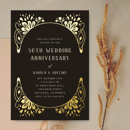 Con Relieve Metalizado Invitación de papel de oro para aniversario de bod