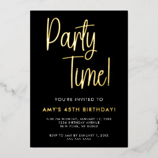 Con Relieve Metalizado Invitación de papel de oro para cumpleaños Fiesta