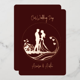 Con Relieve Metalizado Invitación de papel de oro rosa para nuestra boda
