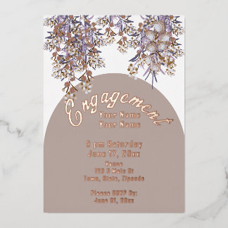 Con Relieve Metalizado Invitación de papel metálico elegante floral
