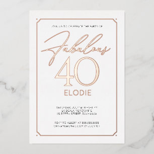Con Relieve Metalizado Invitación de papel metálico elegante para 40 cump