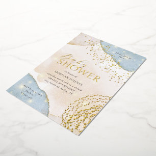 Con Relieve Metalizado Invitación de papel metálico elegante para baby sh
