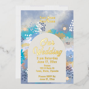 Con Relieve Metalizado Invitación de papel metálico elegante y moderno