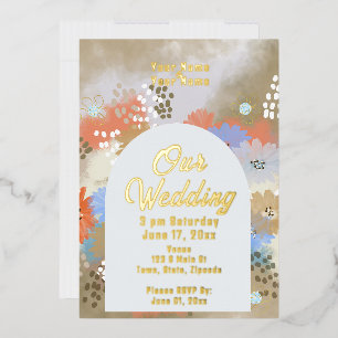 Con Relieve Metalizado Invitación de papel metálico elegante y moderno