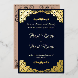 Con Relieve Metalizado Invitación de papel metálico para boda de la reale