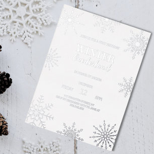 Con Relieve Metalizado Invitación de plata de invierno onederland de pape