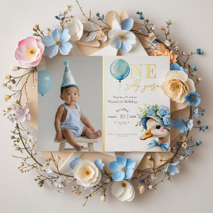 Con Relieve Metalizado Invitación de primer cumpleaños de un chico groso 