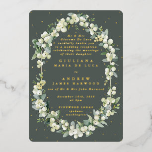 Con Relieve Metalizado Invitación de recepción solamente Gray Green Snowb