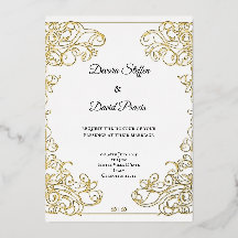 Invitación decorativa elegante de papel de oro min
