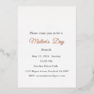 Con Relieve Metalizado Invitación del Día de la Madre, Brunch Almuerzo de