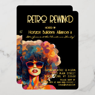 Con Relieve Metalizado Invitación del Partido de los Navidades Retro Rewi