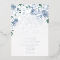 Invitación dulce 16 de mariposa azul polvoriento c