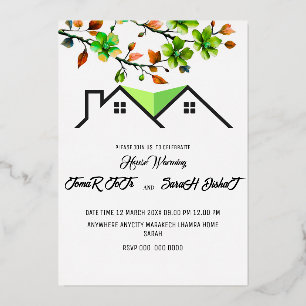 Con Relieve Metalizado Invitación editable para inauguración de casa, P