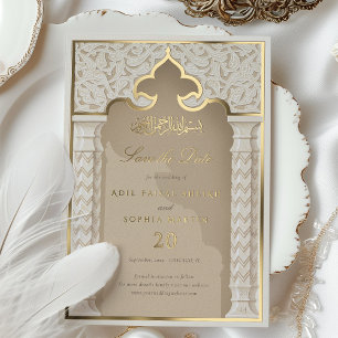 Con Relieve Metalizado Invitación elegante de archivado islámico para gua