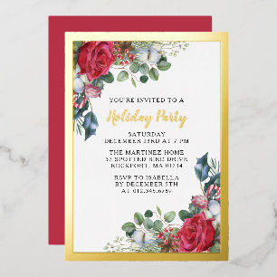 Con Relieve Metalizado Invitación elegante de oro para fiesta de vacacion