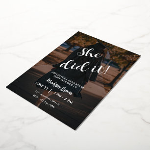 Con Relieve Metalizado Invitación elegante para fiesta de graduación