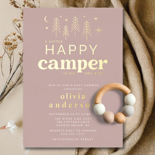 Con Relieve Metalizado Invitación feliz de Camper Baby Shower