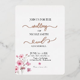 Con Relieve Metalizado Invitación floral boda