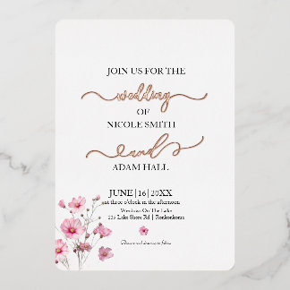 Con Relieve Metalizado Invitación floral boda