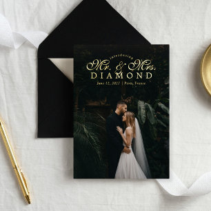 Con Relieve Metalizado Invitación fotográfica de Boda Elopement casado