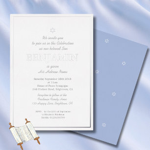 Con Relieve Metalizado Invitación hebrea judía para la ceremonia de nombr