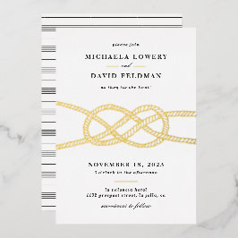 Con Relieve Metalizado Invitación ilustrada a la boda de nudos - Negro