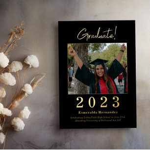 Con Relieve Metalizado Invitación moderna de graduación de fotografía de 