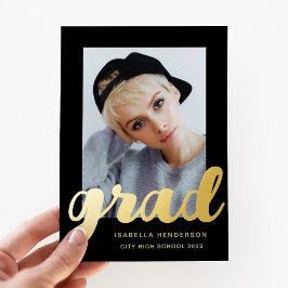 Con Relieve Metalizado Invitación moderna de graduación de fotos en Relie
