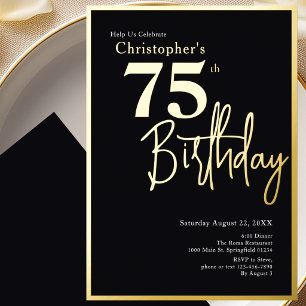 Con Relieve Metalizado Invitación moderna elegante para cumpleaños número