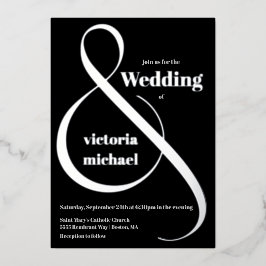 Con Relieve Metalizado Invitación Monocromática Moderna a Ampersores y Re