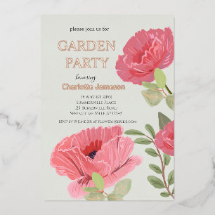 Con Relieve Metalizado Invitación Nupcial para Fiesta de Jardín Floral de