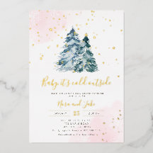 Invitación para Baby Shower de Niña Invernal Rosa