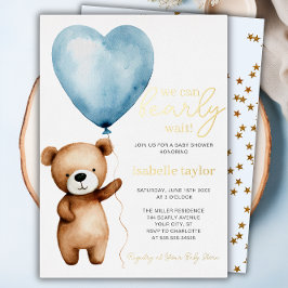 Con Relieve Metalizado Invitación para Baby Shower Niño 'Apenas Podemos E