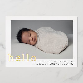 Con Relieve Metalizado Invitación para bebés Hola, Guiada