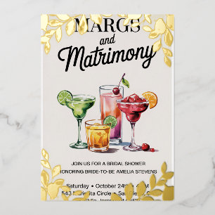 Con Relieve Metalizado Invitación para Despedida de Soltera 'Margs y Matr