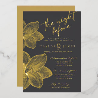 Con Relieve Metalizado Invitación para la cena de ensayo de la boda de in