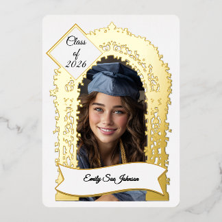Con Relieve Metalizado Invitación Personalizada para Fiesta de Graduación