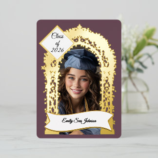 Con Relieve Metalizado Invitación Personalizada para Fiesta de Graduación