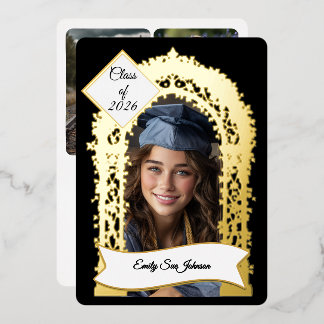 Con Relieve Metalizado Invitación Personalizada para Fiesta de Graduación