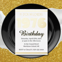 Invitación rectangular vintage de oro de 1976 para