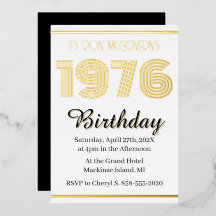 Invitación rectangular vintage de oro de 1976 para