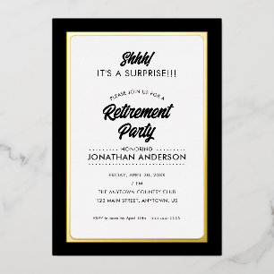 Con Relieve Metalizado Invitación simple de papel de aluminio dorado para