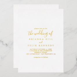 Con Relieve Metalizado La boda minimalista simple de invitación de papel